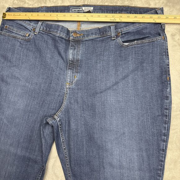 Carhartt Women’s 26W Rugged Flex Relaxed Fit Jeans Blue Mid Rise Stretch Denim - Picture 2 of 10